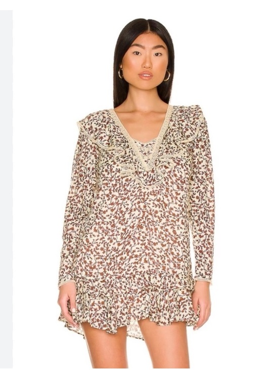 Tularosa Dresses & Skirts - Tularosa Alicia mini dress in the Priya Camel Floral pattern Women’s Small